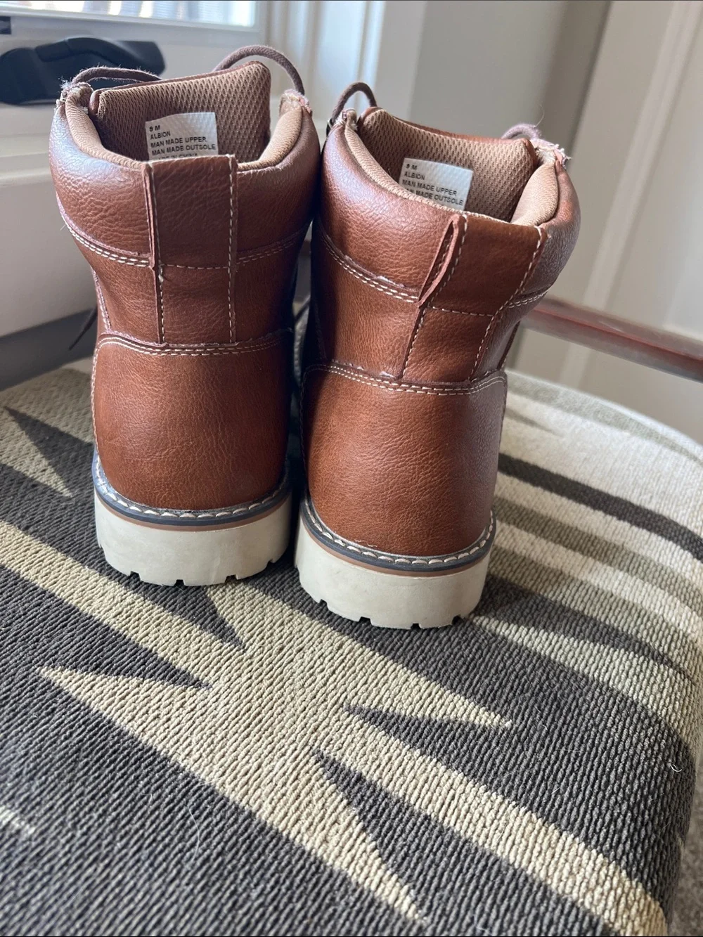 Eddie Bauer Men's Brown Leather Moc Toe Work Boots